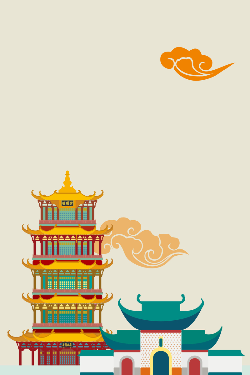 矢量古典建筑海报背景，扁平化高清JPG与简约AI设计素材下载