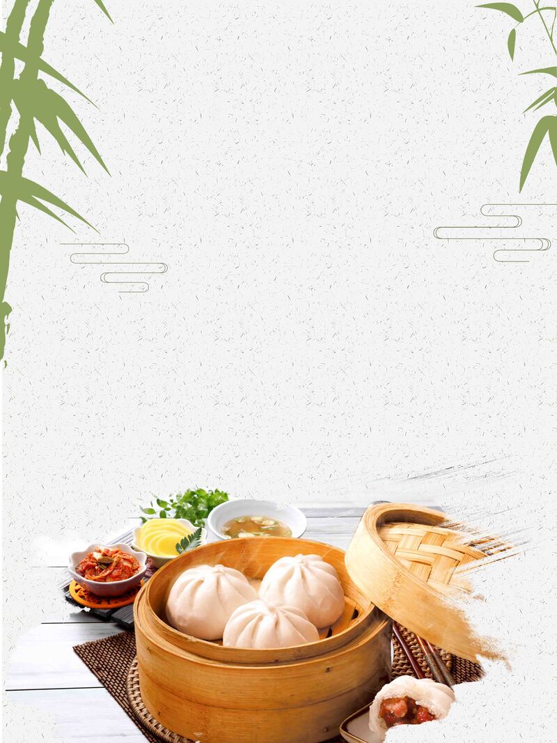 中华小吃小笼包促销海报，高清JPG/简约PSD设计素材，一键下载！