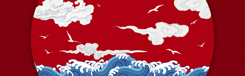 春节中国风，高清红色淘宝海报背景，简约扁平设计素材，JPG/PSD格式下载