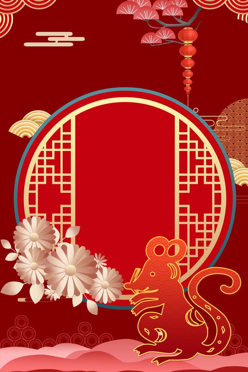 红色背景古窗元素高清图片，扁平简约设计素材（JPG/PSD格式）下载