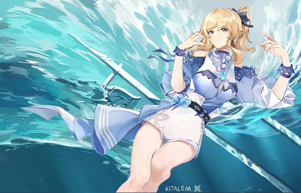 原神琴团长&刻晴泳装4K高清壁纸，绝美动漫图片，4000x2573分辨率，免费下载