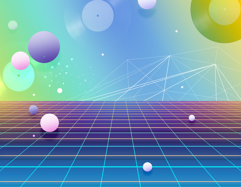 【高清下载】多彩立体C4D几何背景模板，扁平简约PSD格式设计素材