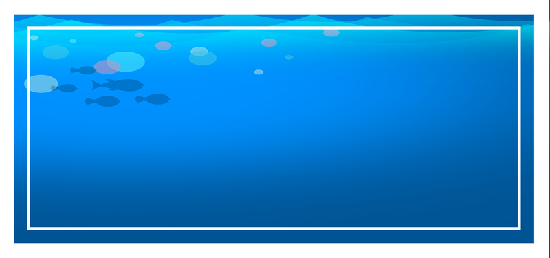 高清海洋渐变蓝色背景水族馆海报设计素材，简约扁平风格JPG/PSD下载