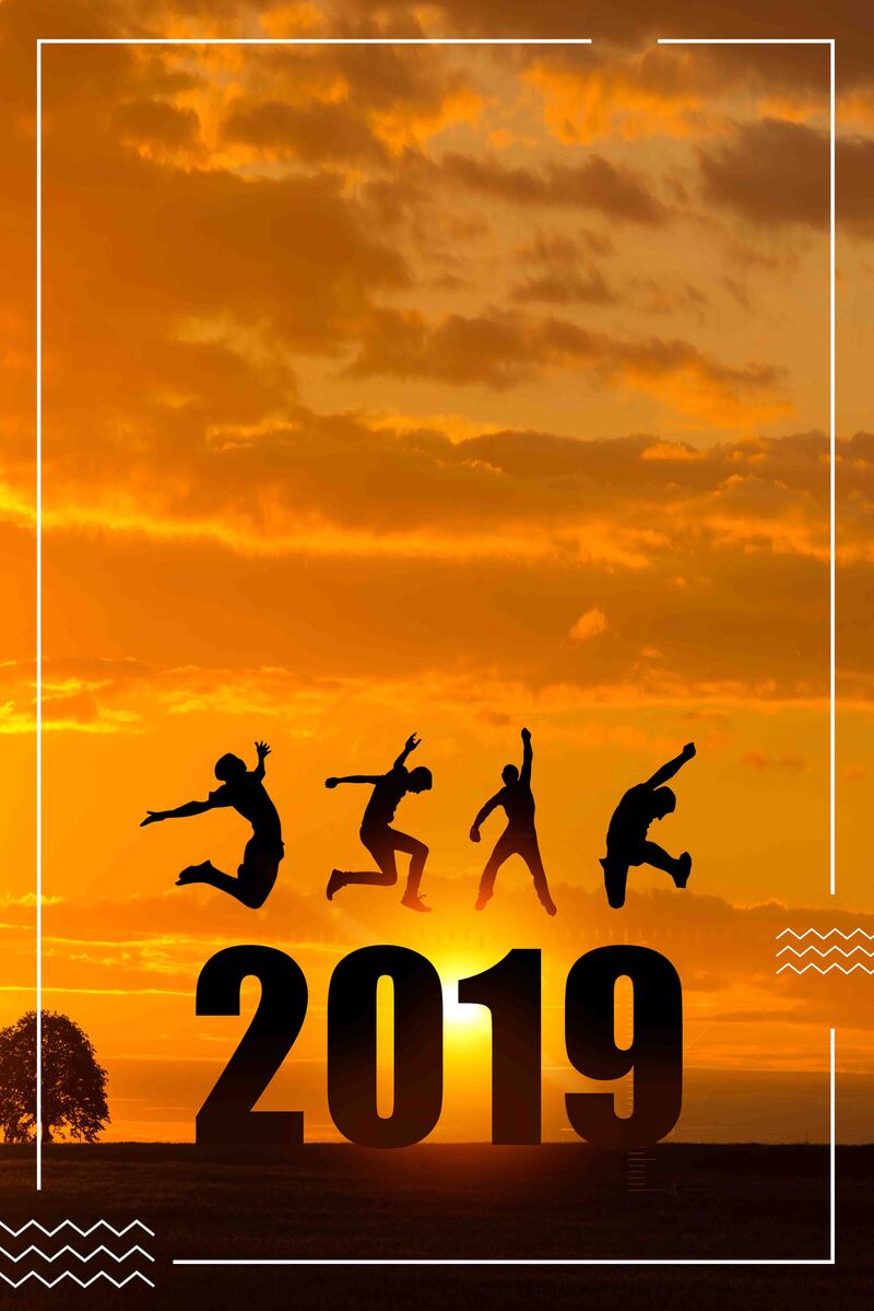 你好2019，励志海报设计素材，高清JPG/简约PSD格式免费下载