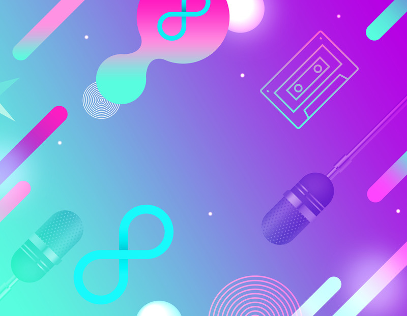 狂欢音乐盛典创意海报，扁平简约风背景设计素材，高清JPG/PSD格式下载