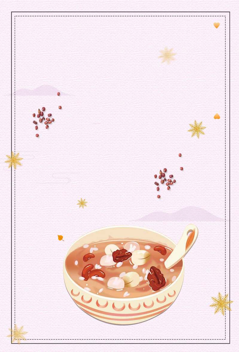 腊八节手绘插画背景图，简约白色风格，高清JPG/PSD格式下载