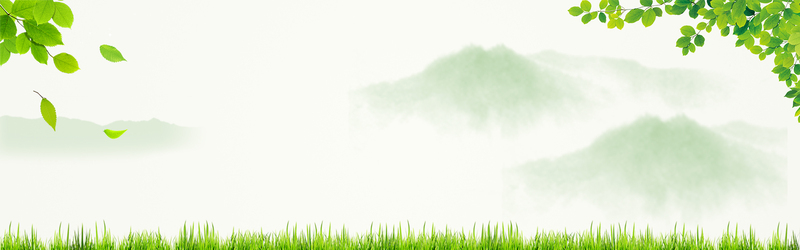 春天绿色简约Banner背景，高清JPG+扁平PSD设计素材下载