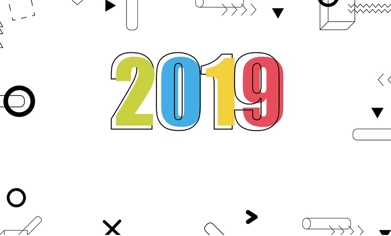 2019手绘几何台历封面，高清JPG与简约PSD设计素材下载