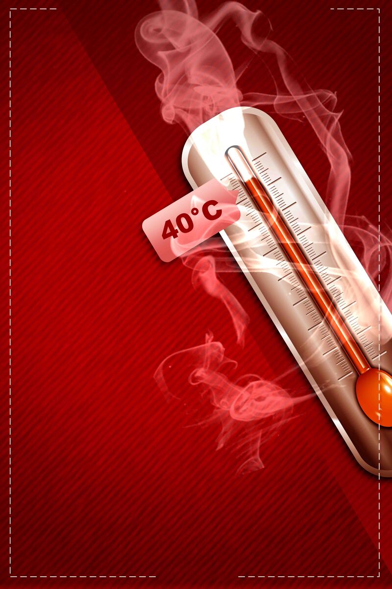简约创意高温预警海报，红色预警，扁平PSD/高清JPG设计素材下载