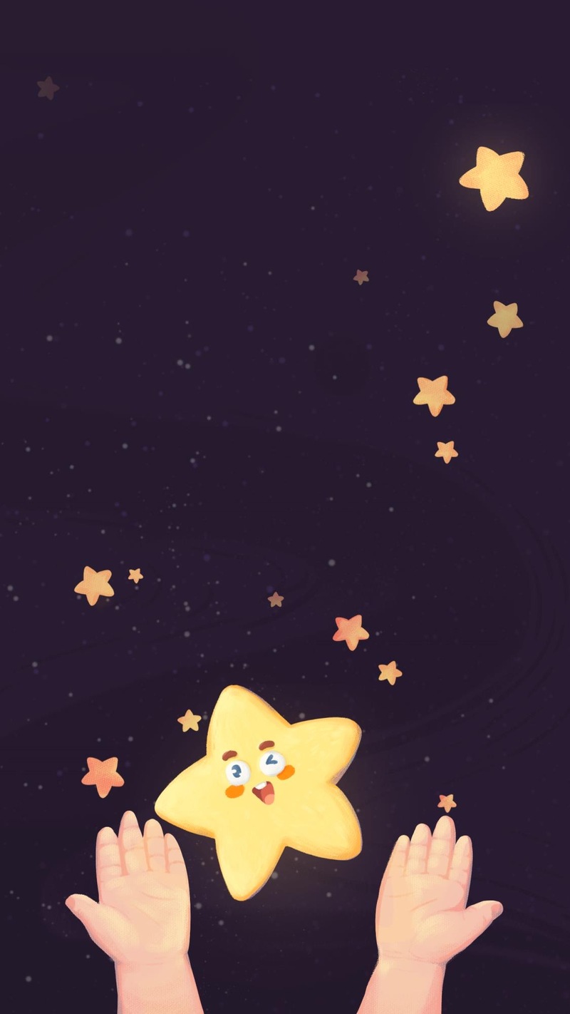 夜晚星空高清JPG，小星星扁平简约设计素材，一键下载