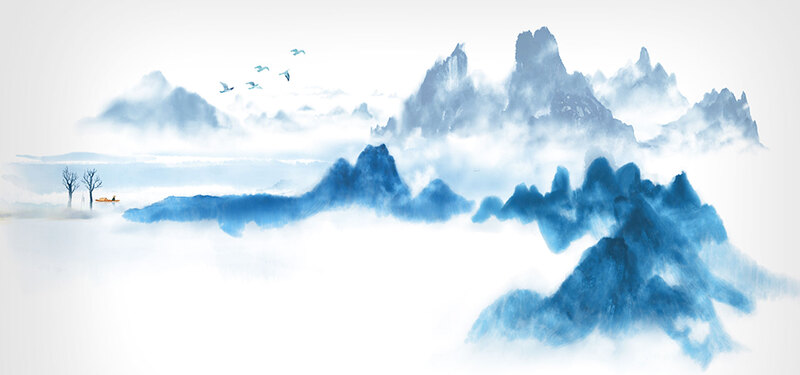 中国风禅意水墨山水背景图，高清JPG，简约扁平风格，设计素材免费下载