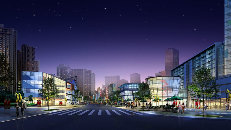高清商场夜景海报背景素材，JPG/PSD格式，商务科技风格，免费下载