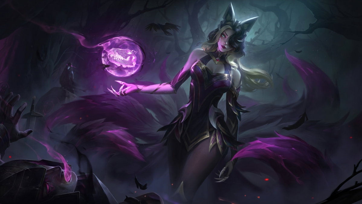 LOL英雄联盟，九尾妖狐阿狸绝美魔女壁纸，超清4K分辨率7680x4320，免费下载！