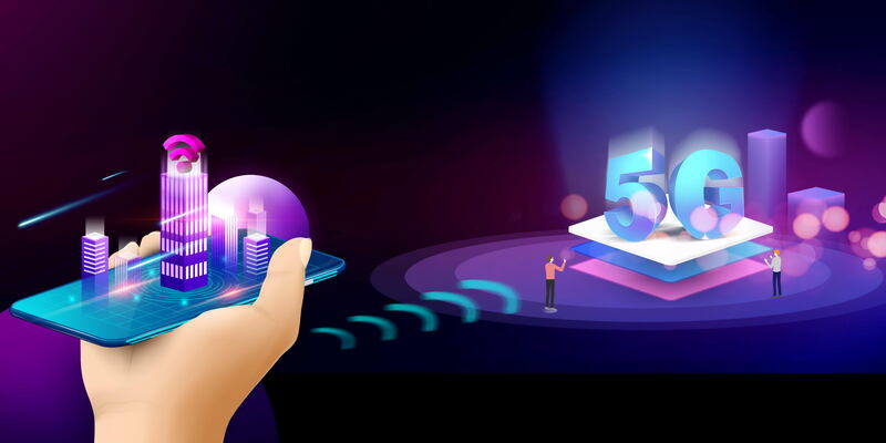 简约科技5G网络海报，高清JPG背景+商务科技PSD设计素材