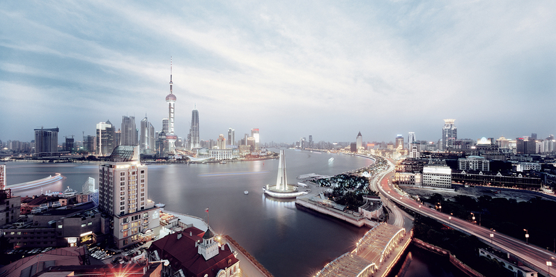 上海全景风光摄影，旅游海报设计素材，高清JPG与商务科技PSD格式下载