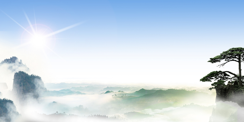 黄山壮丽景色广告背景，高清JPG与商务科技PSD设计素材下载