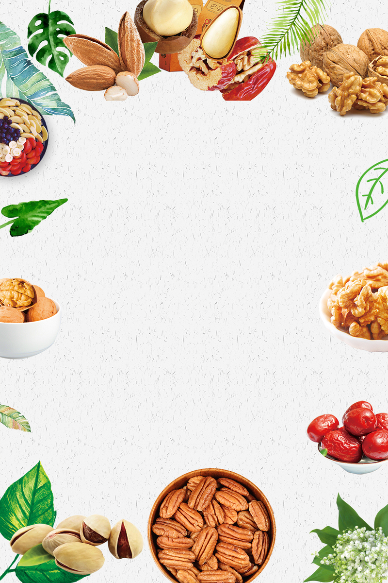 美食坚果盛宴，创意海报PSD设计素材，简约高清下载