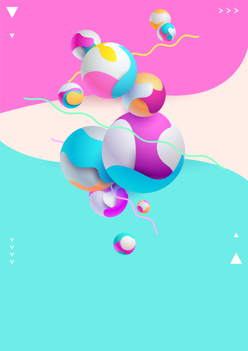 C4D几何背景素材，多彩立体高清JPG/扁平简约AI设计图免费下载