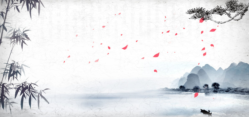 竹子水墨画，中国风简约黑白海报素材，高清JPG/PSD免费下载