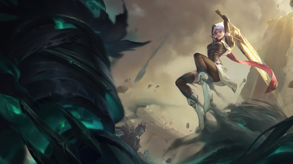 LOL英雄联盟，放逐之刃锐雯同人4K超清壁纸，光明哨兵主题，3840x2160分辨率，高清下载