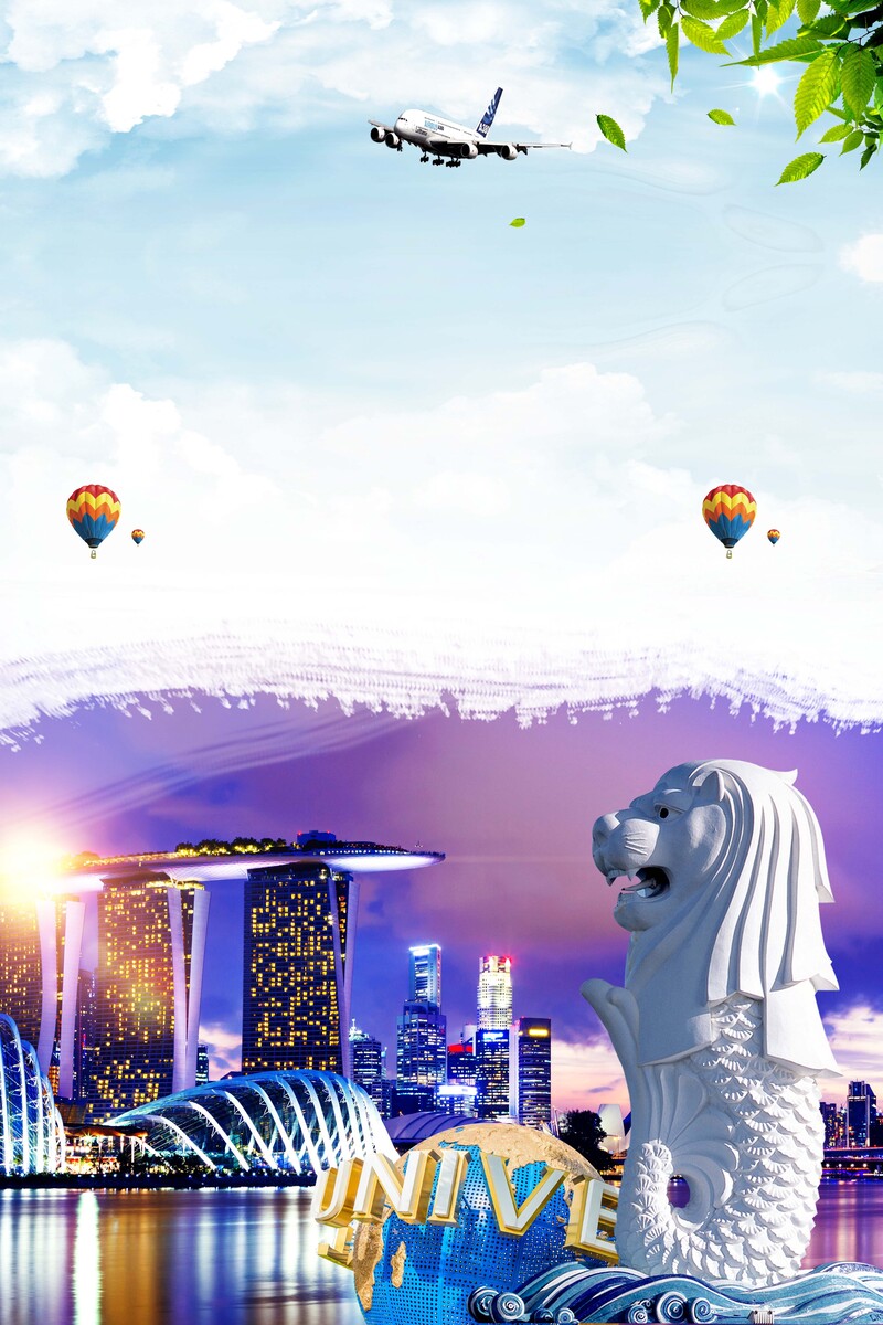 新加坡旅游促销海报设计素材，高清JPG/简约PSD格式，免费下载！