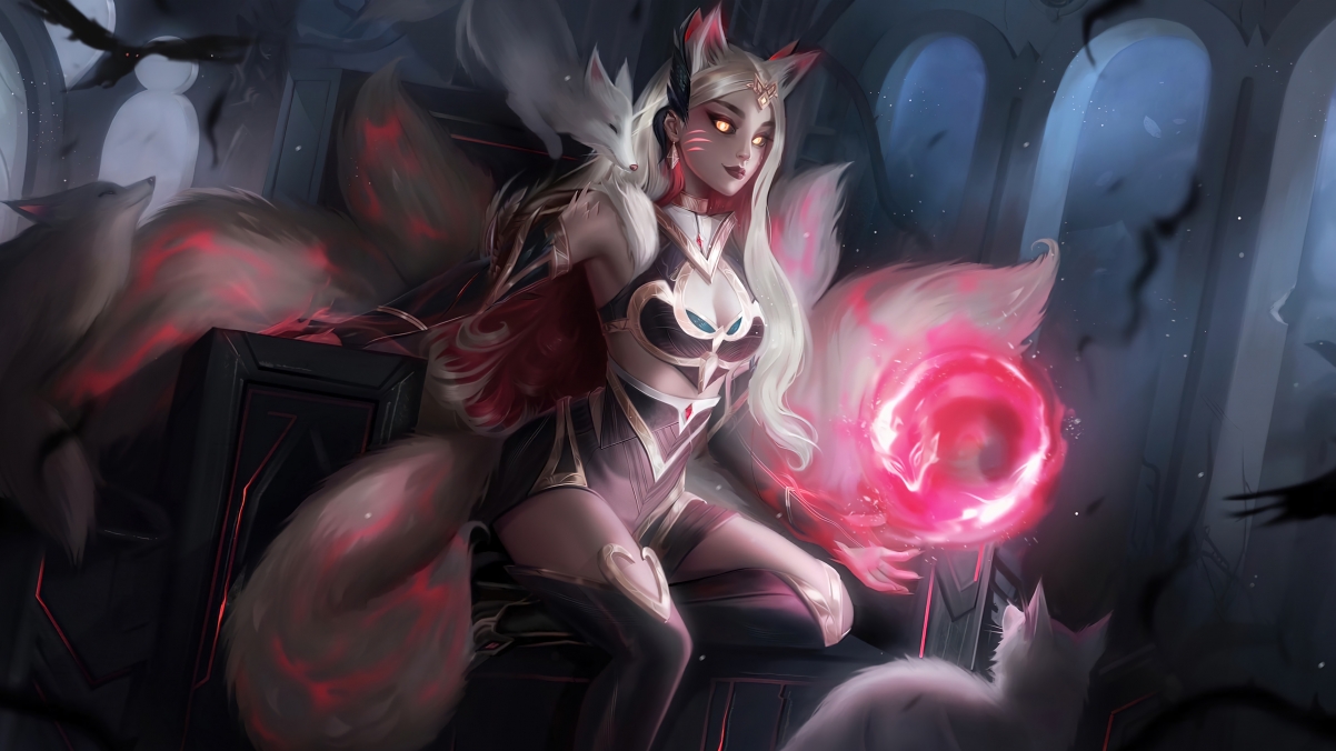 英雄联盟九尾妖狐阿狸，绝美魔女同人，超清4K壁纸，3840x2160分辨率，免费下载