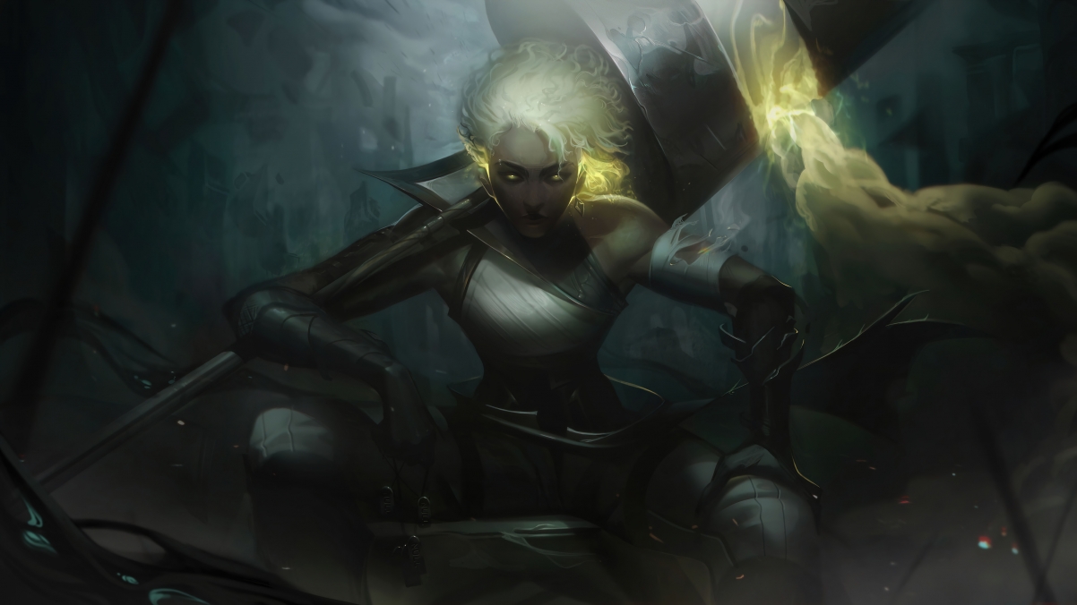 英雄联盟LOL，镕铁少女芮尔同人4K壁纸，光明哨兵主题，高清3840x2160图片下载