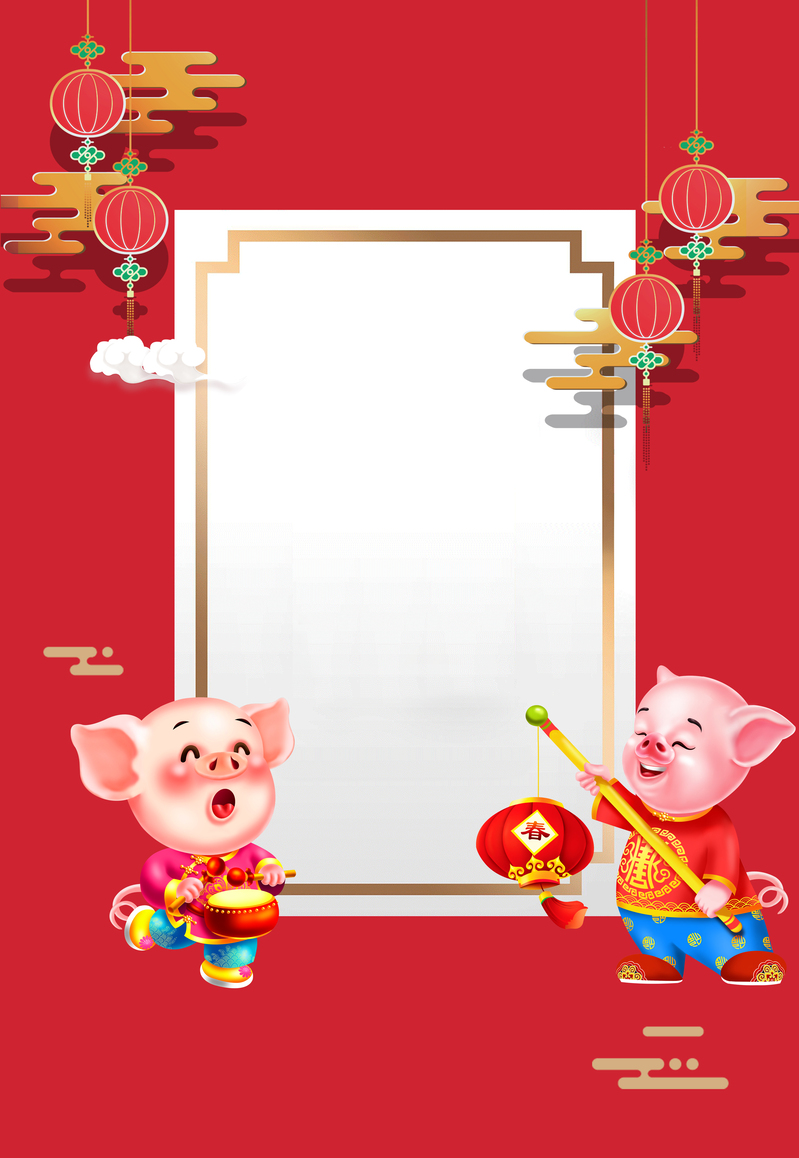 2019猪年创意海报背景，高清JPG/简约PSD设计素材下载