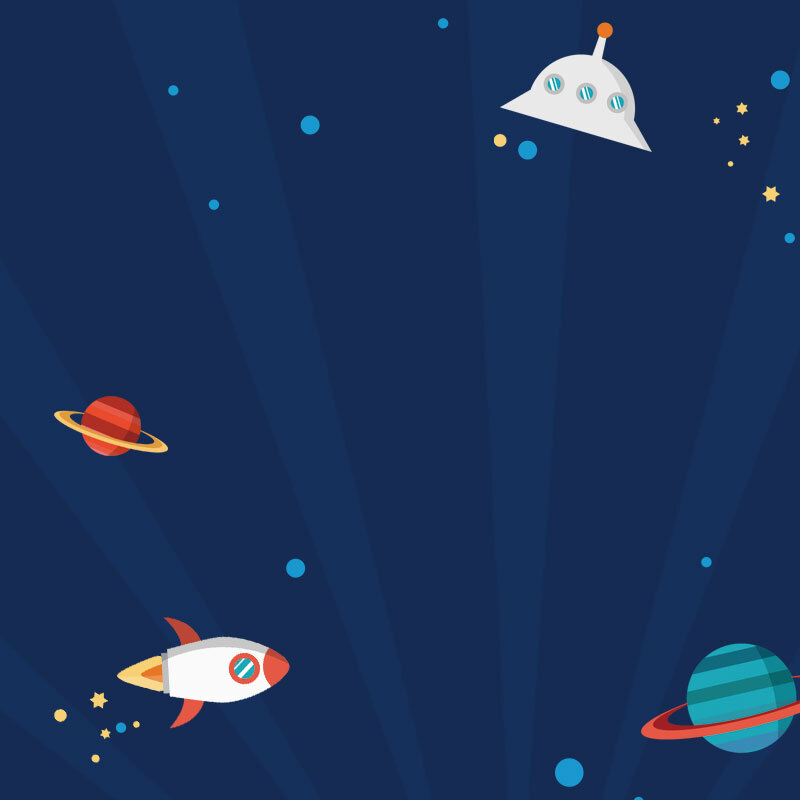 蓝色星空宇宙飞船发射高清图，扁平简约设计素材（JPG+PSD）