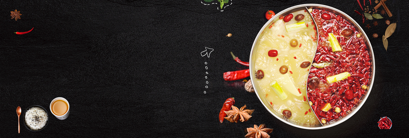 火锅美食图集，黑色简约banner，高清JPG与扁平PSD素材下载