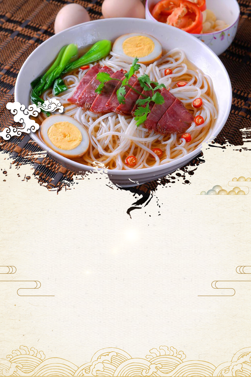 牛肉米线美食海报，高清JPG与简约PSD设计素材，一键下载