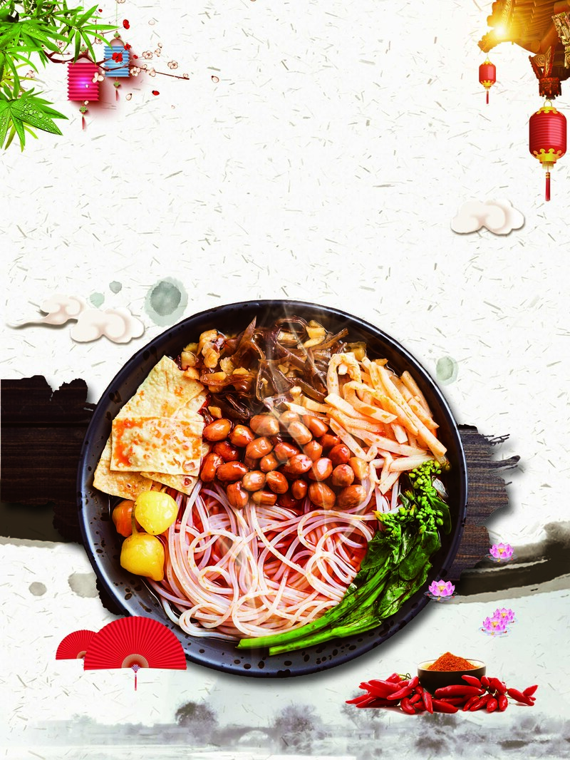 螺蛳粉美食海报展板设计素材，高清JPG/简约PSD格式，一键下载！