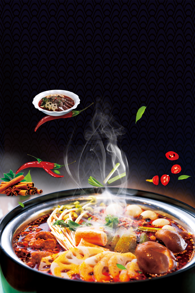 四川火锅冒菜美食海报设计，高清JPG/简约PSD素材下载
