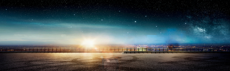 星空璀璨，大气磅礴！城市街道夜景高清JPG，扁平简约设计素材下载