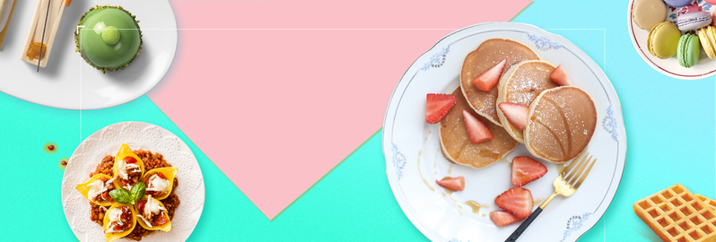 粉色食物简约Banner，高清JPG+PSD设计素材，一键下载