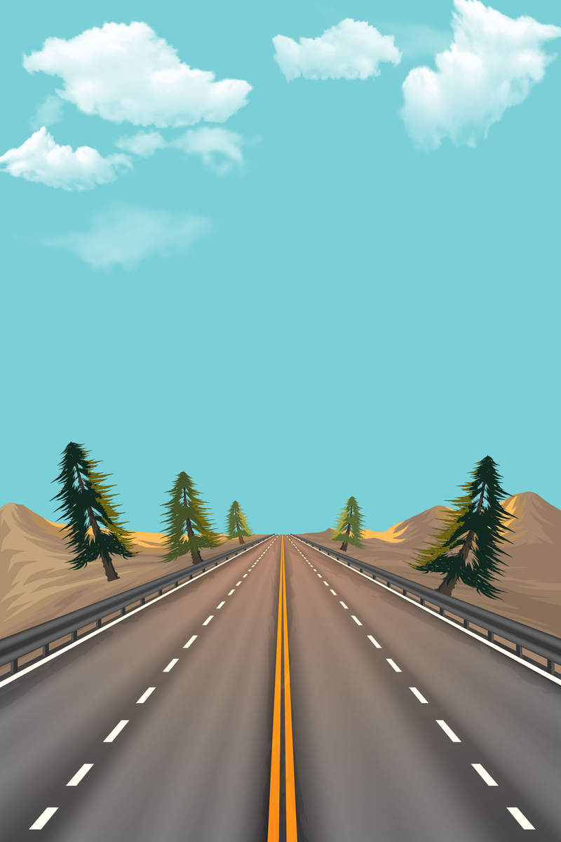 矢量手绘公路背景图，扁平几何透视，高清JPG/AI设计素材下载