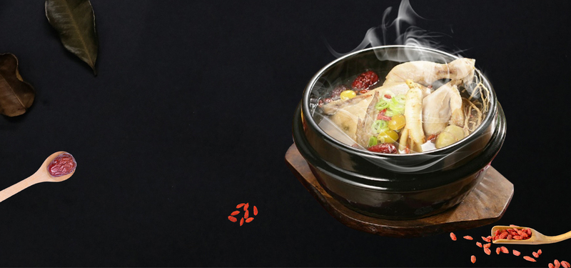 秋季滋补煲鸡汤，简约黑色背景高清图片素材，JPG/PSD格式下载