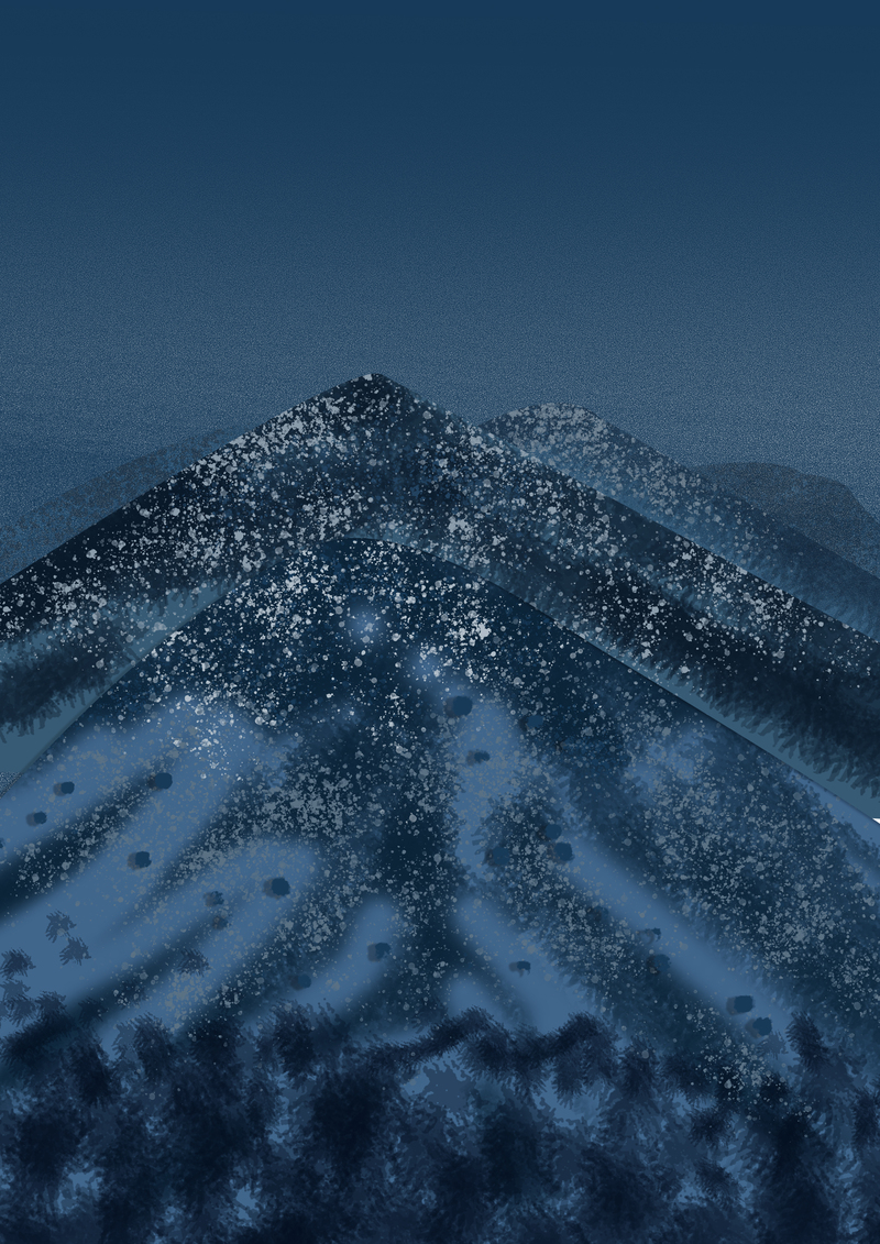 高清黑夜雪山插画背景，简约扁平JPG图片素材，一键下载
