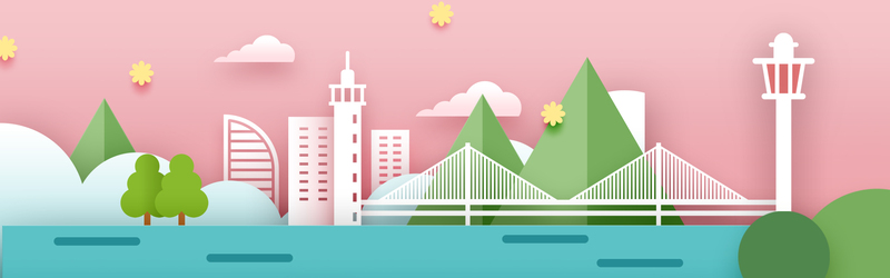 城市矢量清新banner，扁平简约设计，JPG/PSD格式高清素材下载