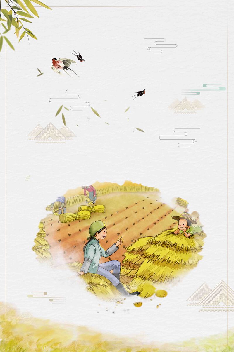 中国风创意二十四节气，芒种节日海报，扁平简约设计，JPG/PSD格式高清素材下载
