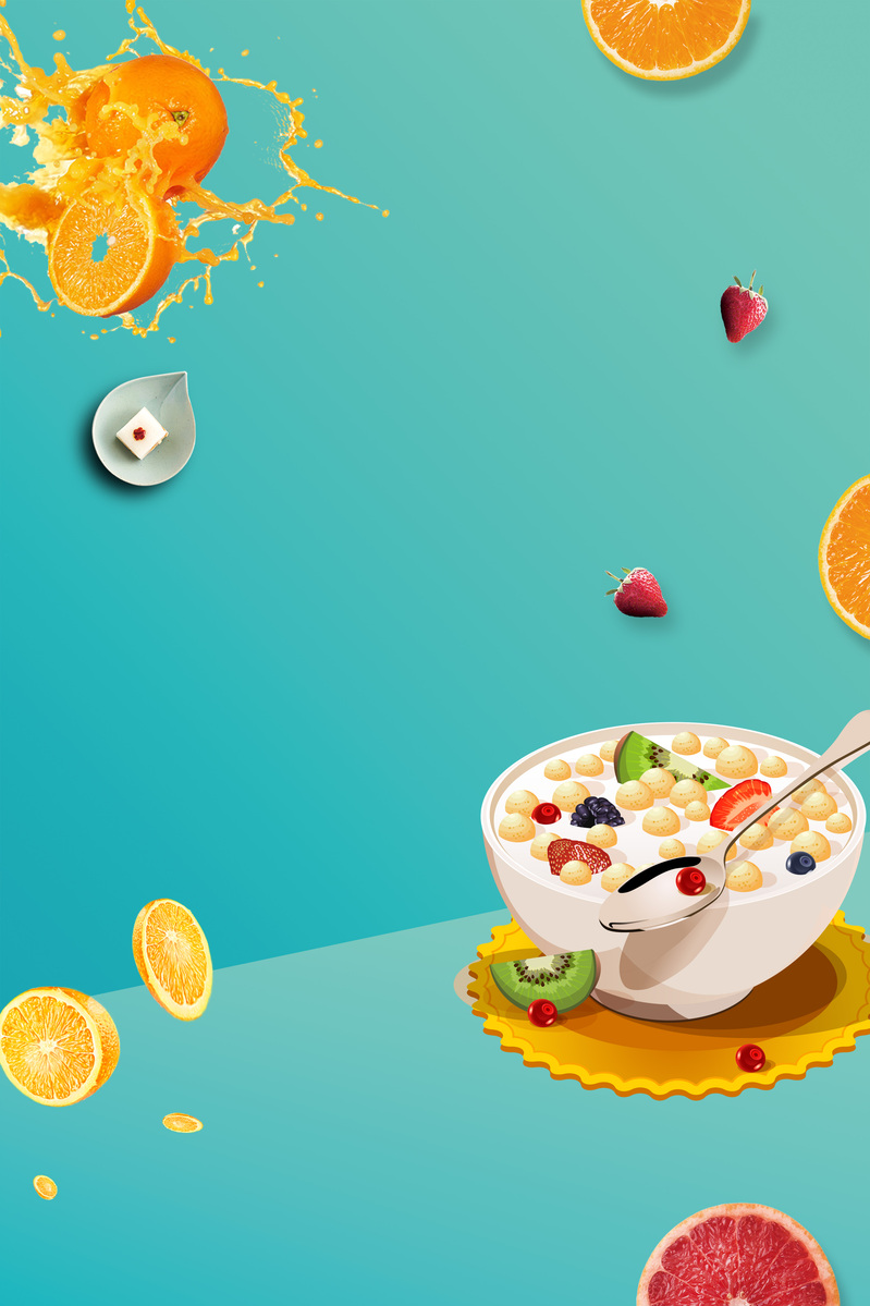 简约水果捞美食海报设计素材，高清JPG+扁平PSD，一键下载！