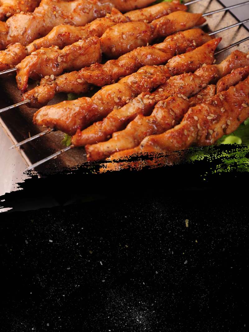 创意烧烤美食高清图集，简约PSD设计素材，一键下载撸串乐趣