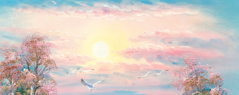 天空海鸥油画淘宝背景图，高清JPG/商务科技PSD设计素材下载
