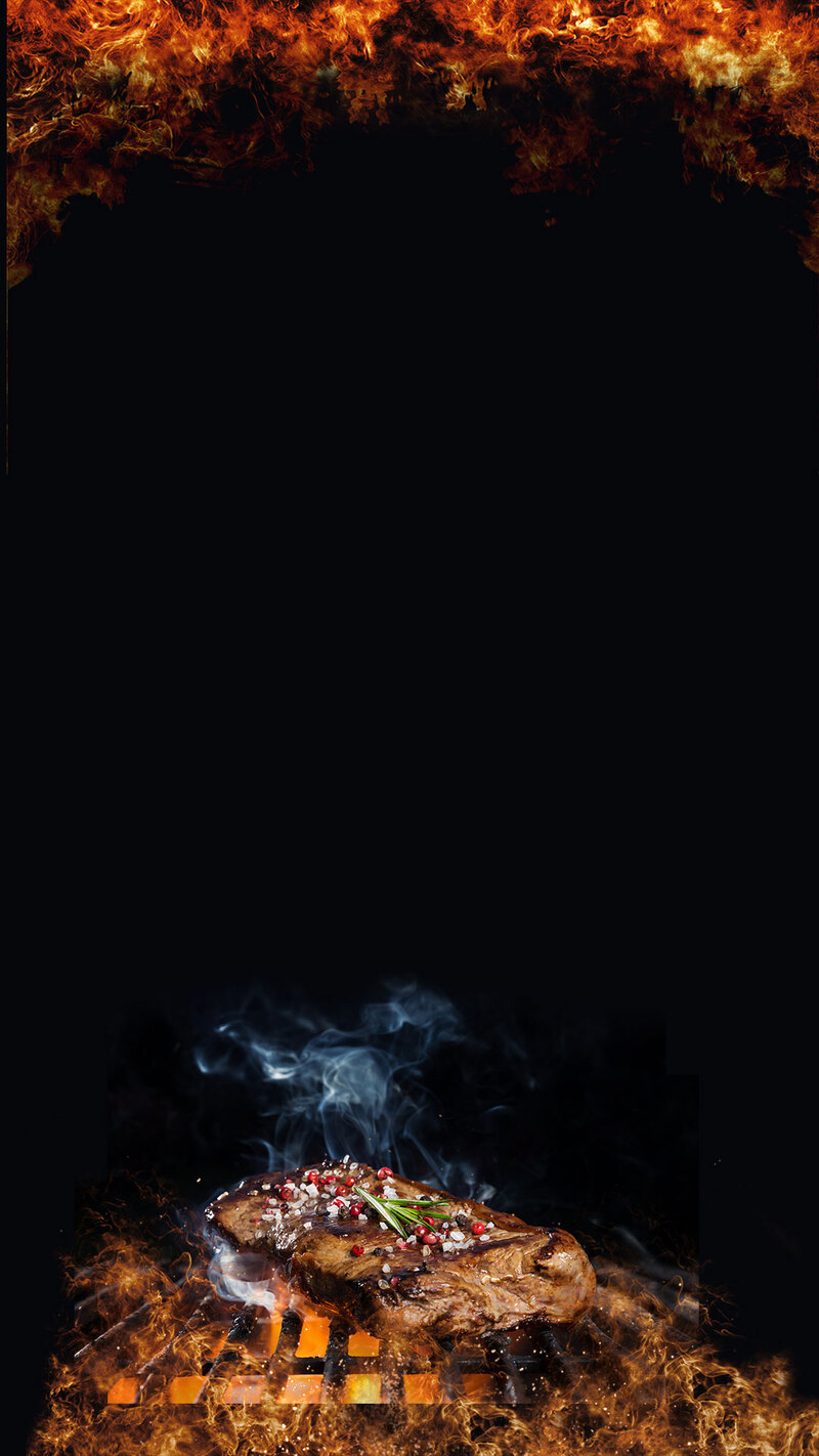 酷炫大气烧烤主题黑色H5背景素材，高清JPG与商务科技PSD格式，免费下载