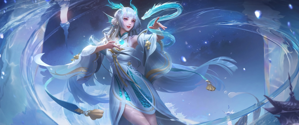 王者荣耀西施游龙清影绝美壁纸，4K带鱼屏高清，3440x1440分辨率，一键下载！