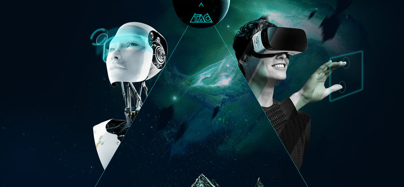 科幻VR眼镜未来视界，黑色背景高清JPG素材，商务科技PSD设计下载