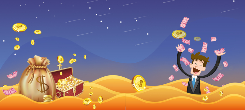 淘宝金融卡通蓝色banner素材，高清JPG/PSD商务科技设计图免费下载