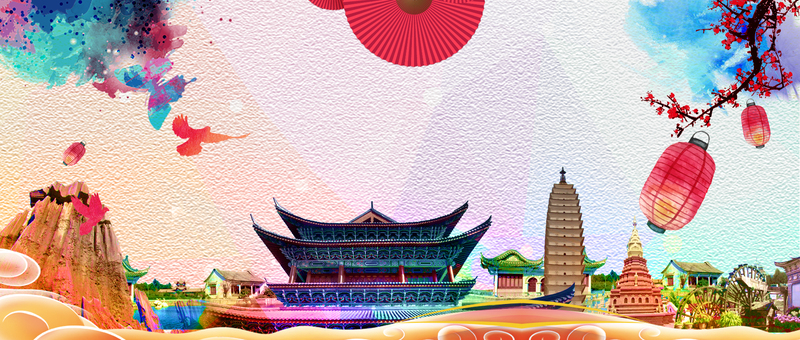 五一黄金周旅游盛景，中国风高清JPG与商务科技PSD设计素材下载