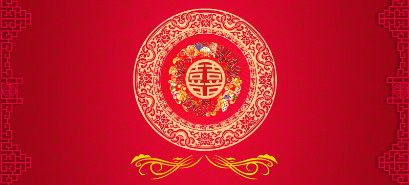中式婚礼迎宾海报，红色喜庆大气，高清JPG/商务科技PSD设计素材下载