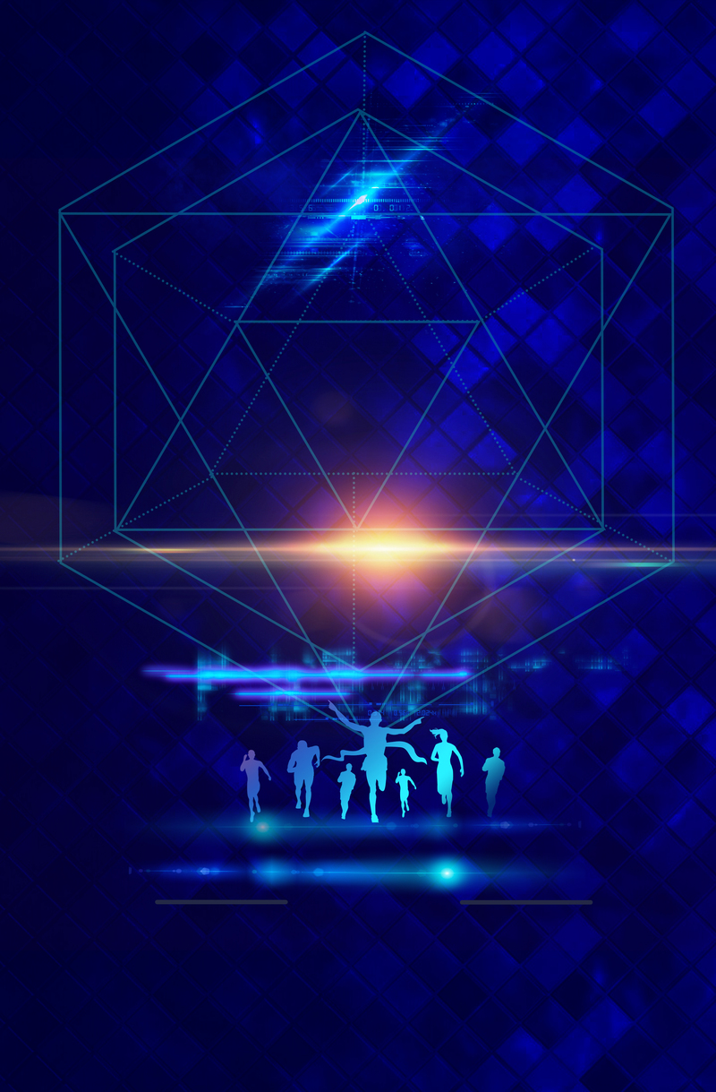蓝色科技风招募加盟海报背景，高清JPG/PSD素材下载